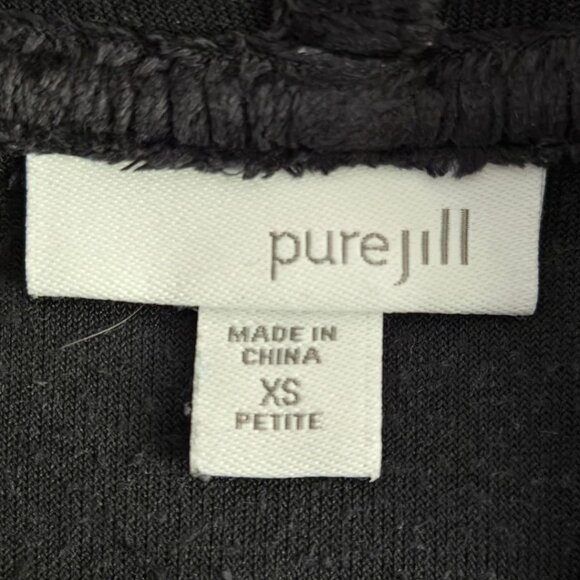 J.Jill Pure Jill Velour Hoodie Jacket XS Petite Zip Front Pockets Black - Picture 3 of 3